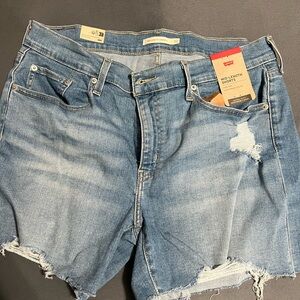 Blue Denim Mid-Length Shorts